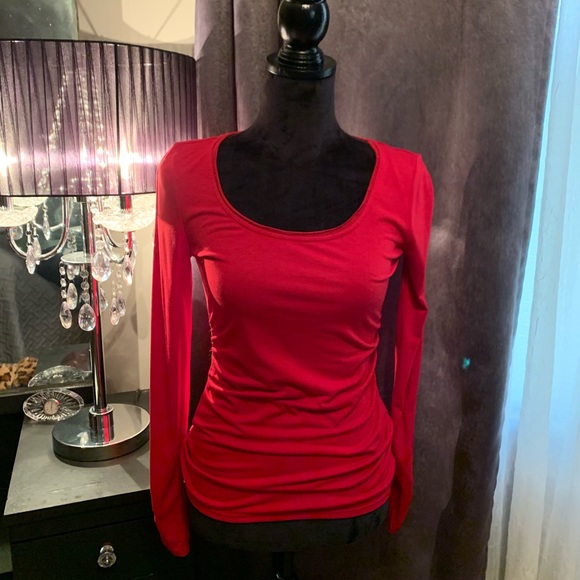 White House Black Market Tops - White House Black Market Red Scoop Neck Top